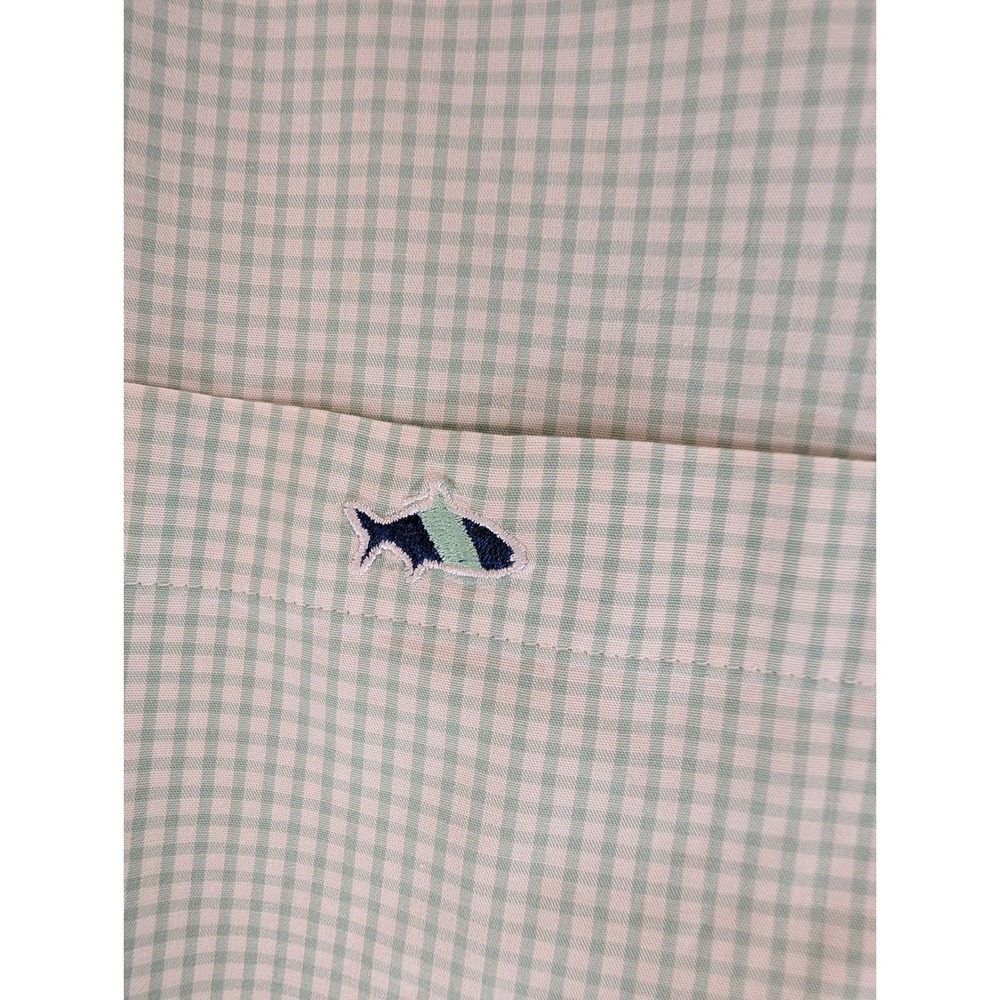 Fish Hippie Solace Collection Mens XL Green Gingham Cotton Stretch Button Down